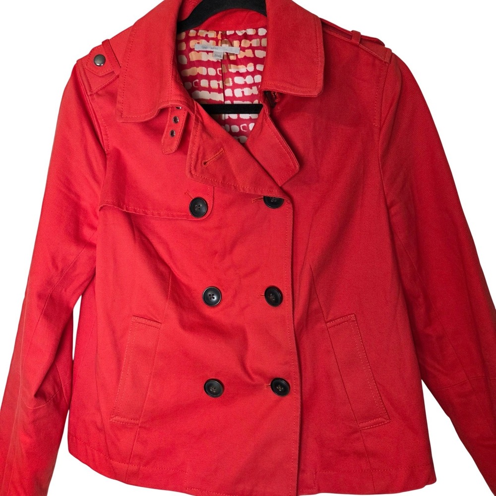 Gap Cropped Trench Jacket Double Breasted Cotton Twill‎ Lightweight